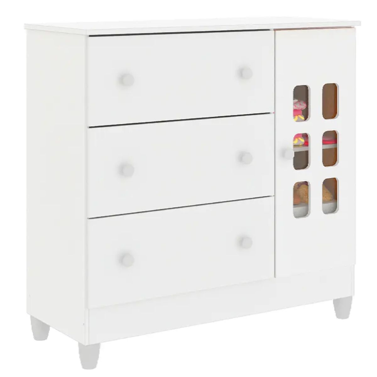 KIDSCOOL - Comoda Maria 4 Cajones Con Puerta Blanca