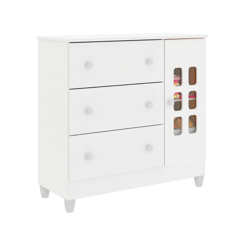 KIDSCOOL - COMODA MARIA 4 CAJONES CON PUERTA BLANCA