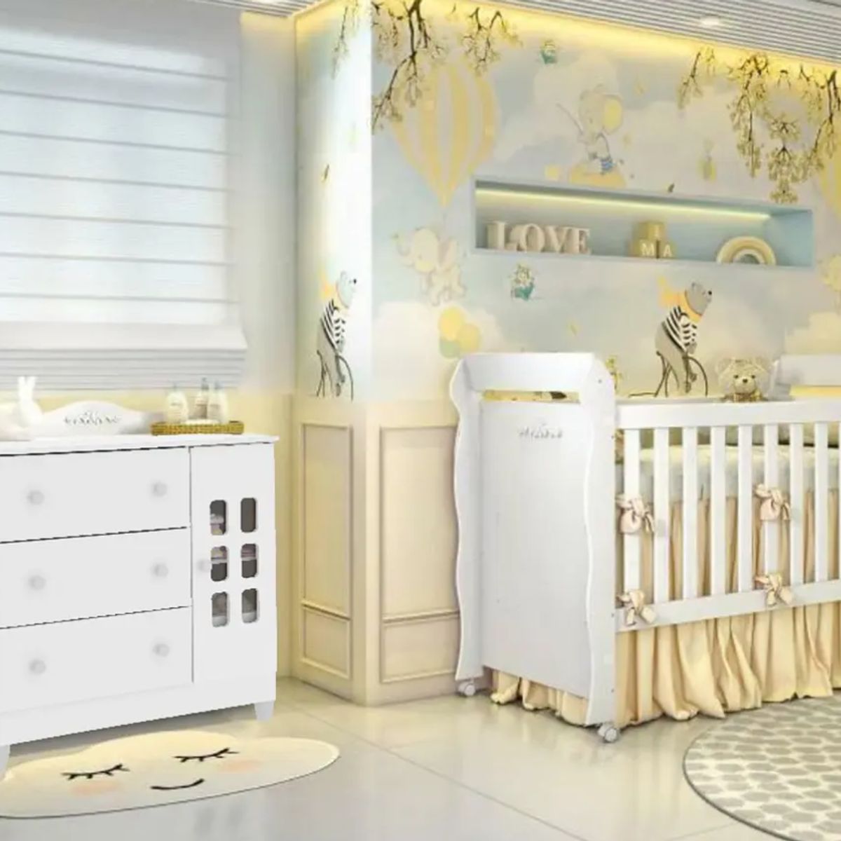 KIDSCOOL - Comoda Maria 4 Cajones Con Puerta Blanca