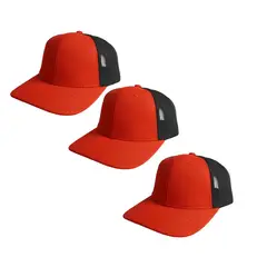 TRIPLE PLAY - Pack 3 Gorras Jockey Triple Malla color rojo con negro