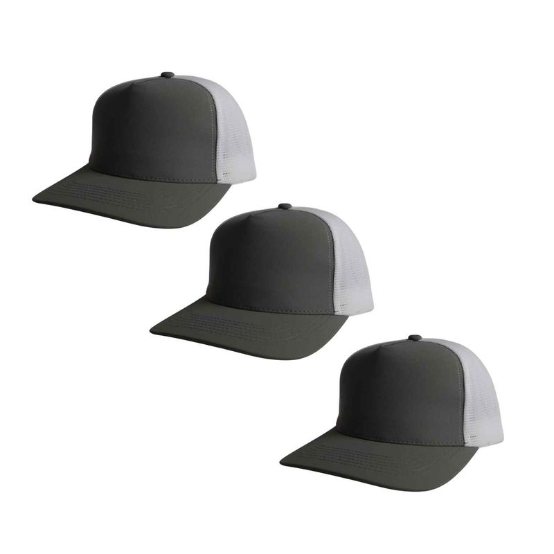 TRIPLE PLAY - Pack 3 Gorras Jockey Triple Malla lisa gris con blanco