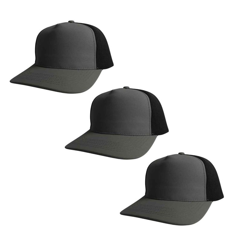 TRIPLE PLAY - Pack 3 Gorras Jockey Triple Malla color gris con negro