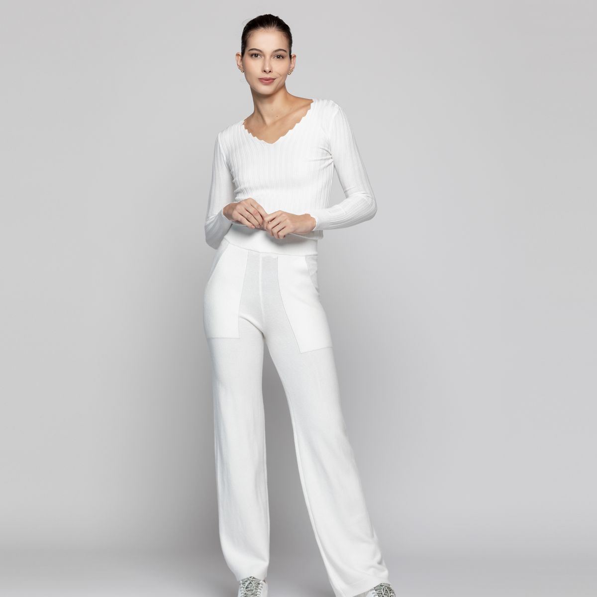 LINEATRE - Pantalón Mujer Ainhoa Blanco Lineatre