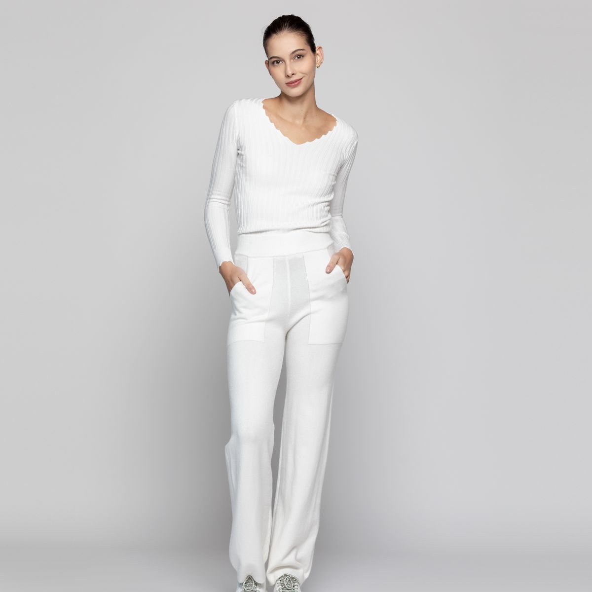 LINEATRE - Pantalón Mujer Ainhoa Blanco Lineatre