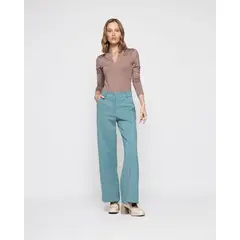 LUDOVICA - Pantalon Mujer Aleli Verde Menta