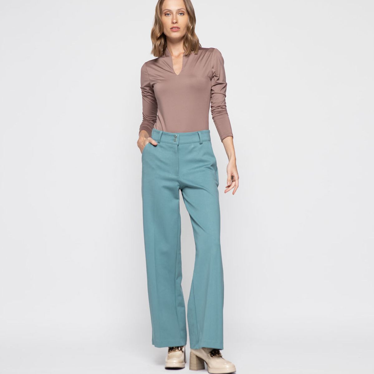LUDOVICA - Pantalon Mujer Aleli Verde Menta Ludovica