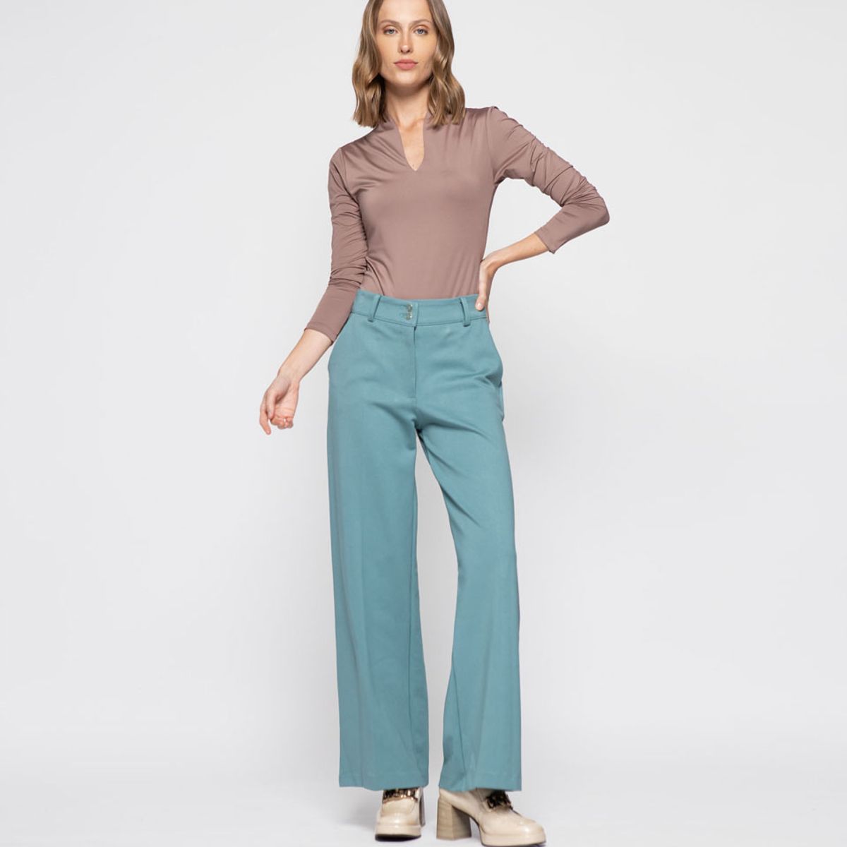 LUDOVICA - Pantalon Mujer Aleli Verde Menta Ludovica