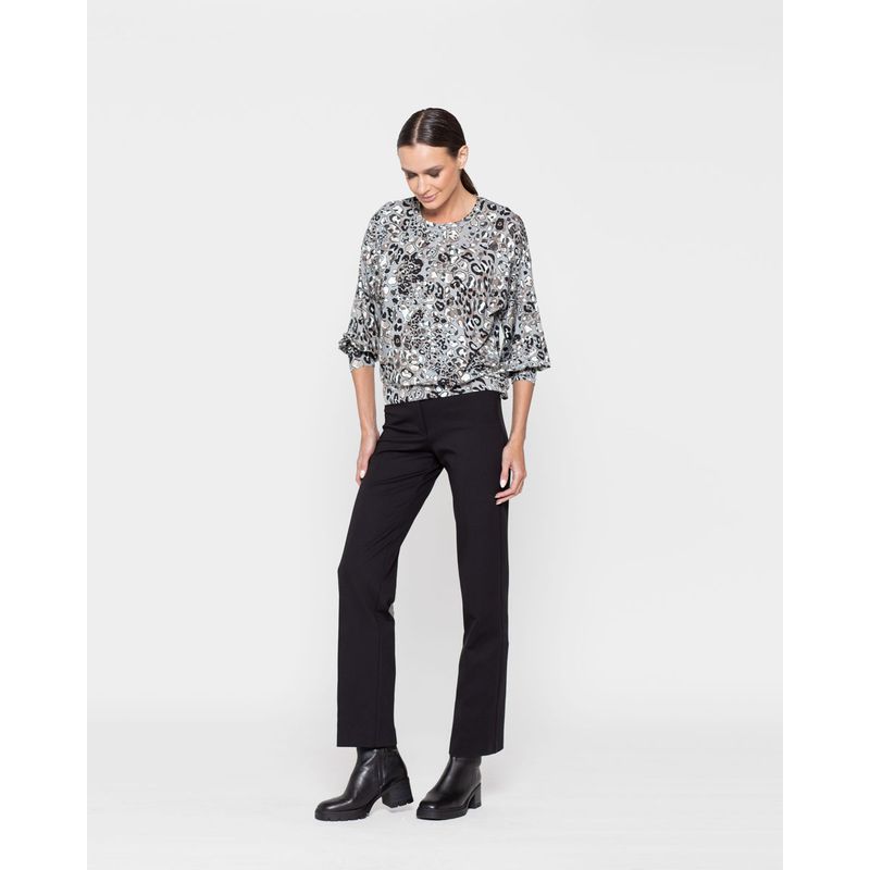 LUDOVICA - Polera Mujer Iris Gris Animal Print Ludovica