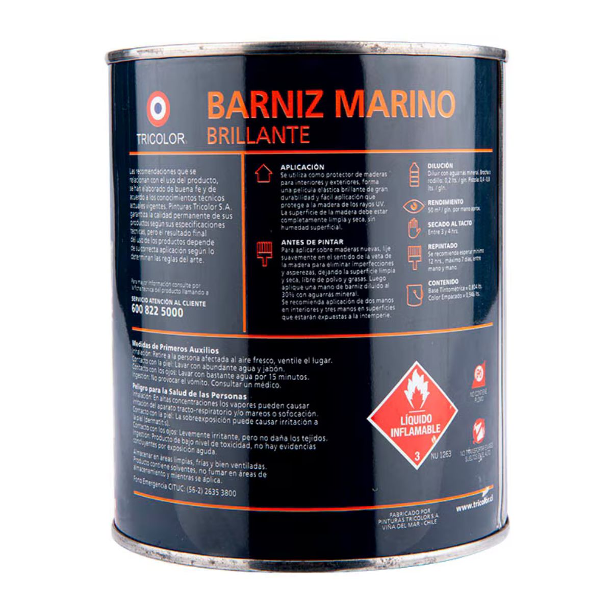 TRICOLOR - Esmaltes Barniz Marino Cedro Tricomar 1/4GL Tricolor