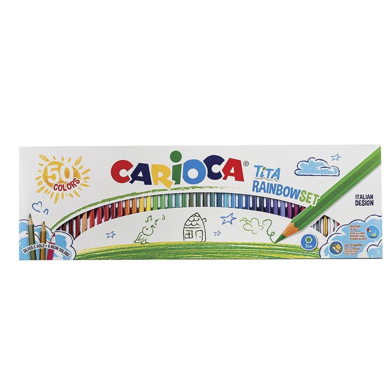 CARIOCA - Lápices Carioca Tita Hexagonal Borrable 50 Colores