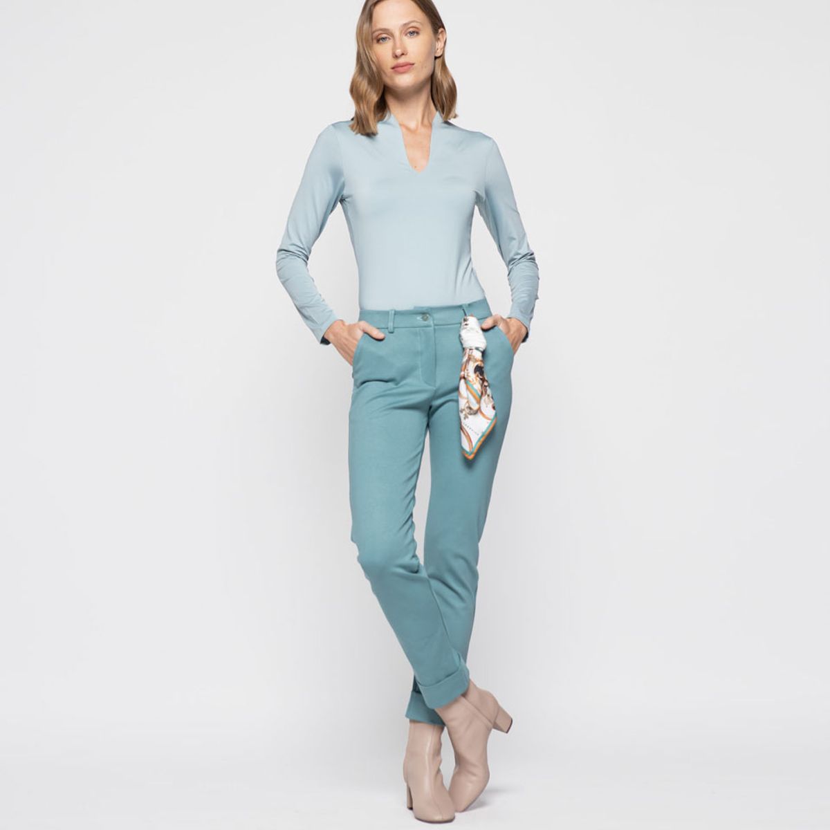LUDOVICA - Pantalon Mujer Margarita Verde Menta Ludovica