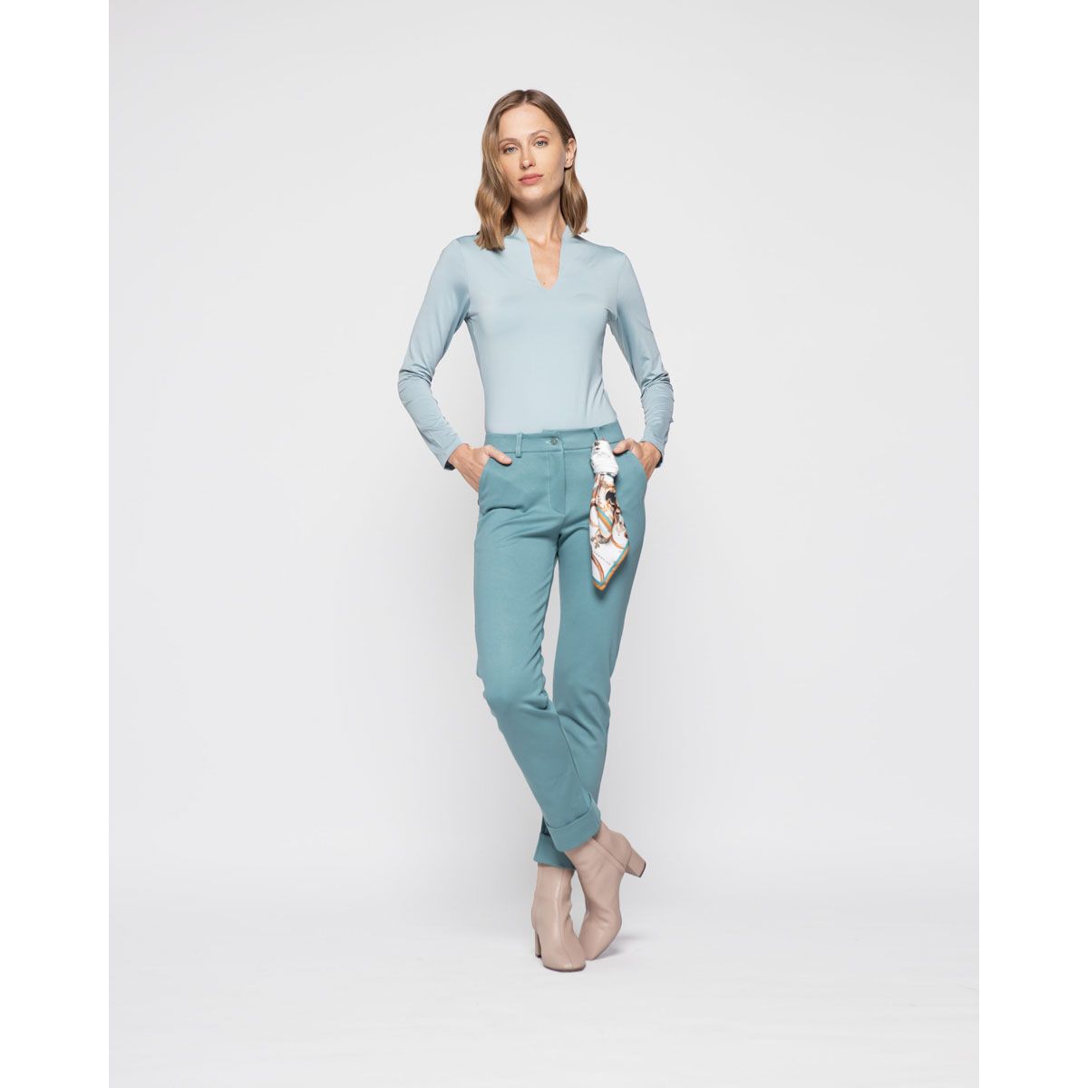 LUDOVICA - Pantalon Mujer Margarita Verde Menta Ludovica