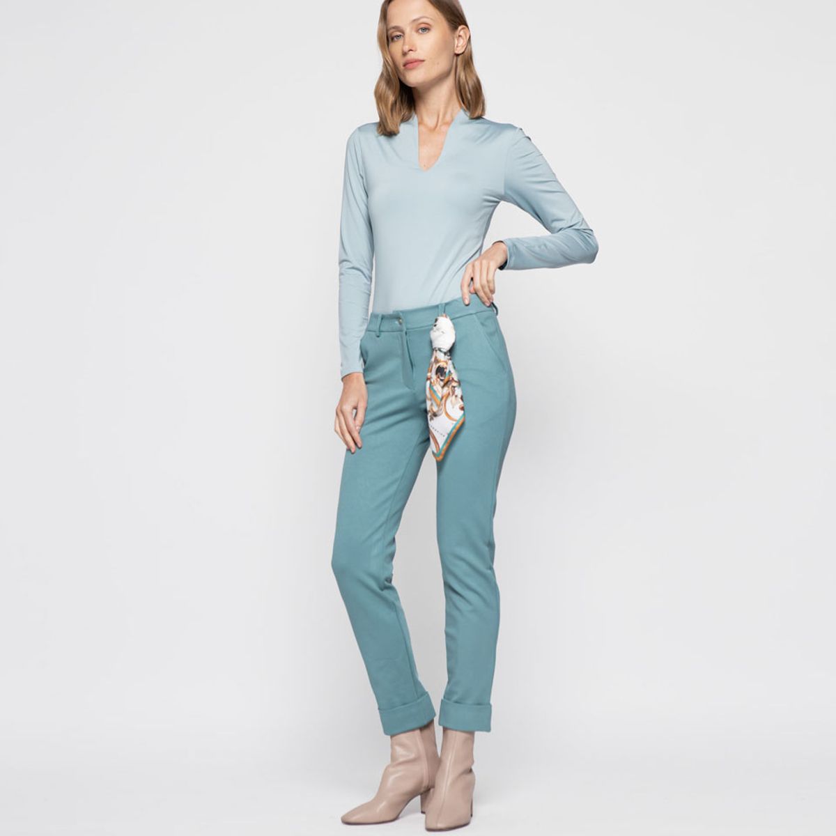 LUDOVICA - Pantalon Mujer Margarita Verde Menta Ludovica