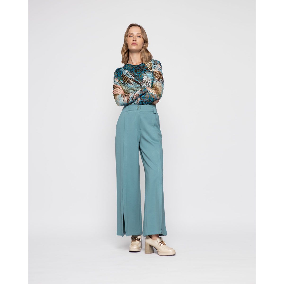 LUDOVICA - Pantalon Mujer Lobelia Verde Menta Ludovica