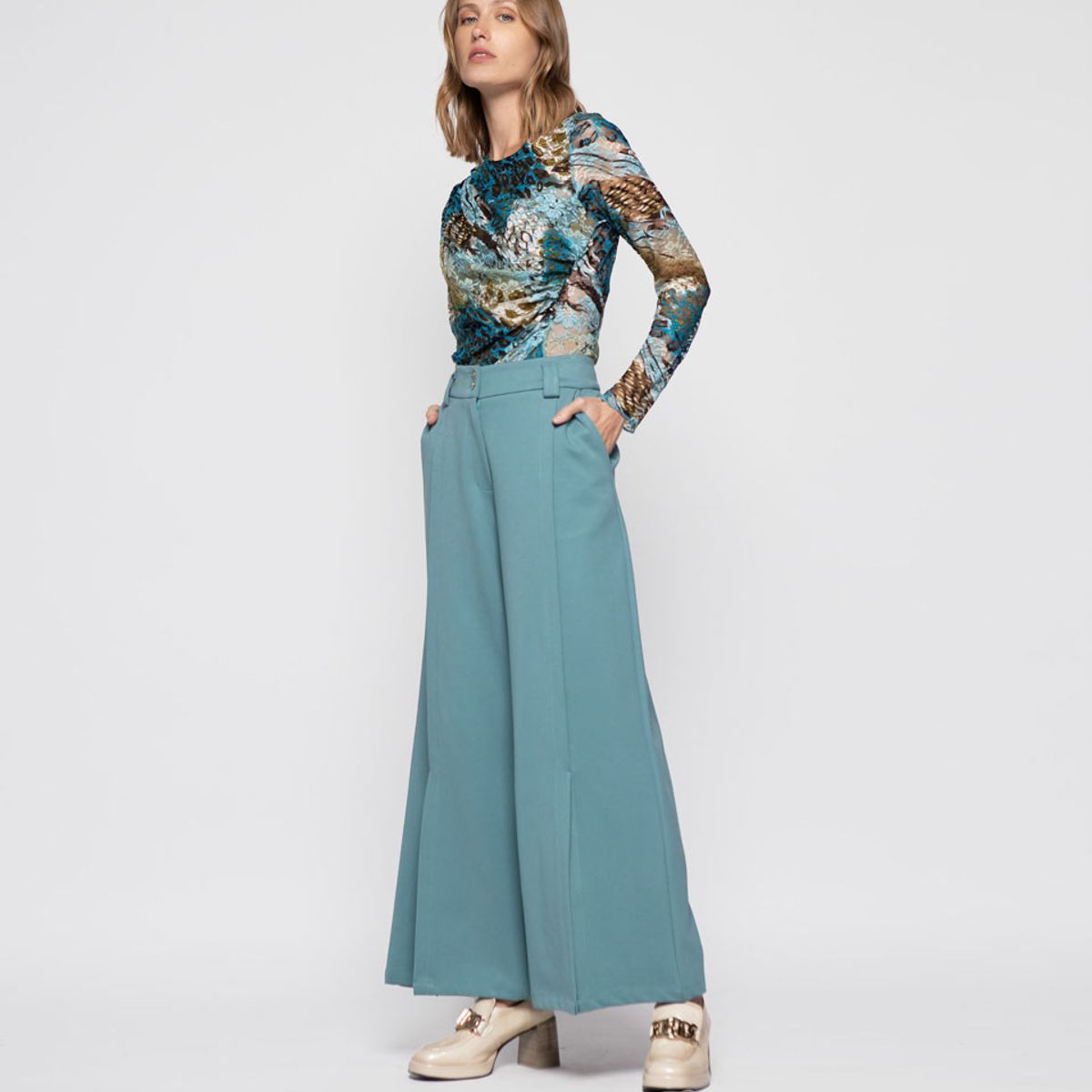 LUDOVICA - Pantalon Mujer Lobelia Verde Menta Ludovica