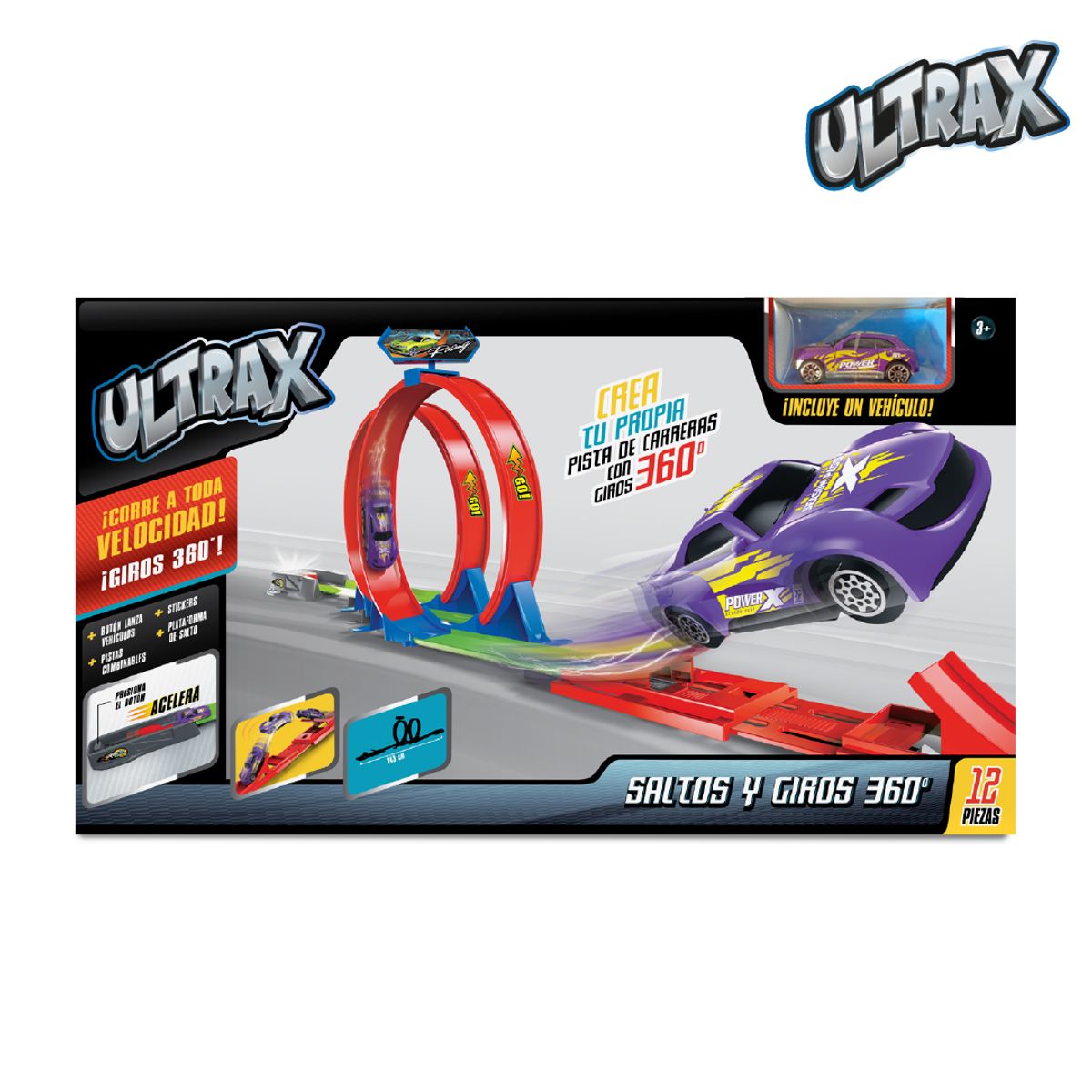 ULTRAX - Juguete Pista Saltos y Giros 360° de 47 cm Ultrax