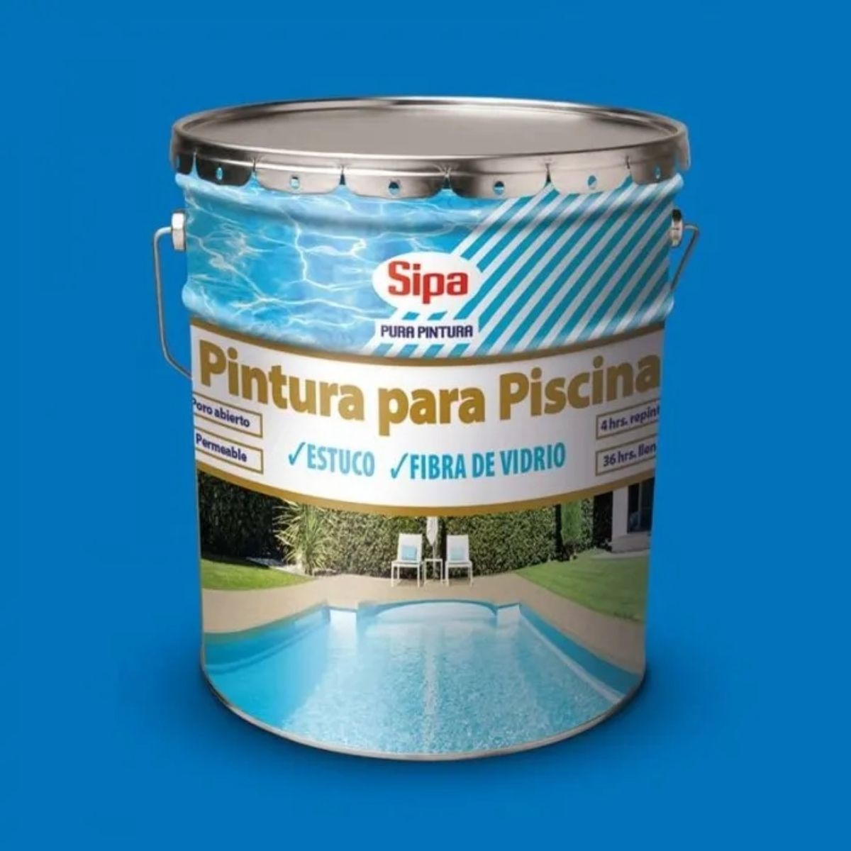 SIPA - PINTURA PARA PISCINA 1 TINETA AZUL CAUCHO CLORADO SIPA