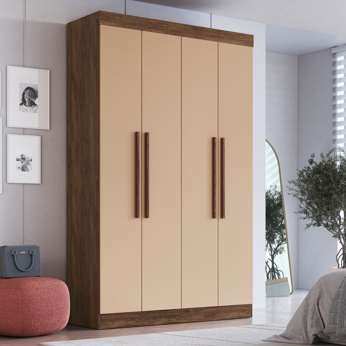 EXIT - Closet 4 Puerta(s) 2 Cajón(es) 6 Repisa(s) 136x217x47 cm Beige