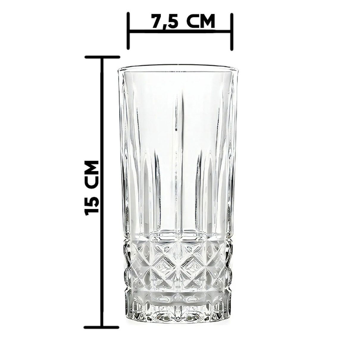 GENERICO - Set de 6 vasos altos tallados