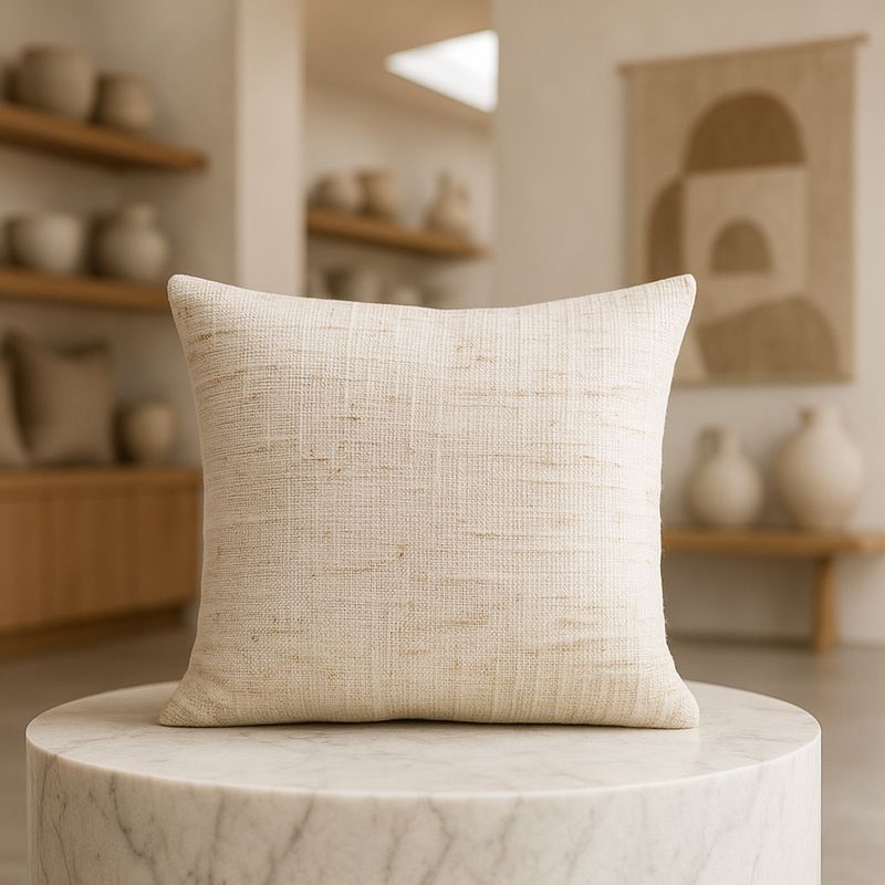 ARMONIA - Funda de cojín vintage beige 45x45 diseño elegante hogar 679