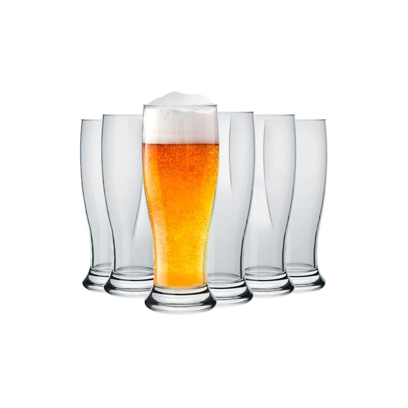 WAKESHOME - Set De 6 Vaso Cervecero De Vidrio Color Transparente 430ml