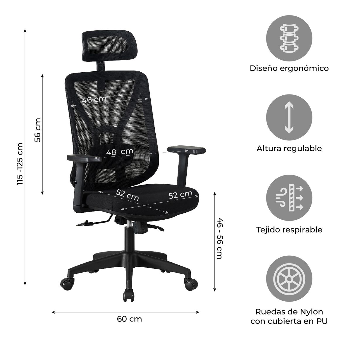 RELAN - Silla de Escritorio Oficina Parma Ergonomus