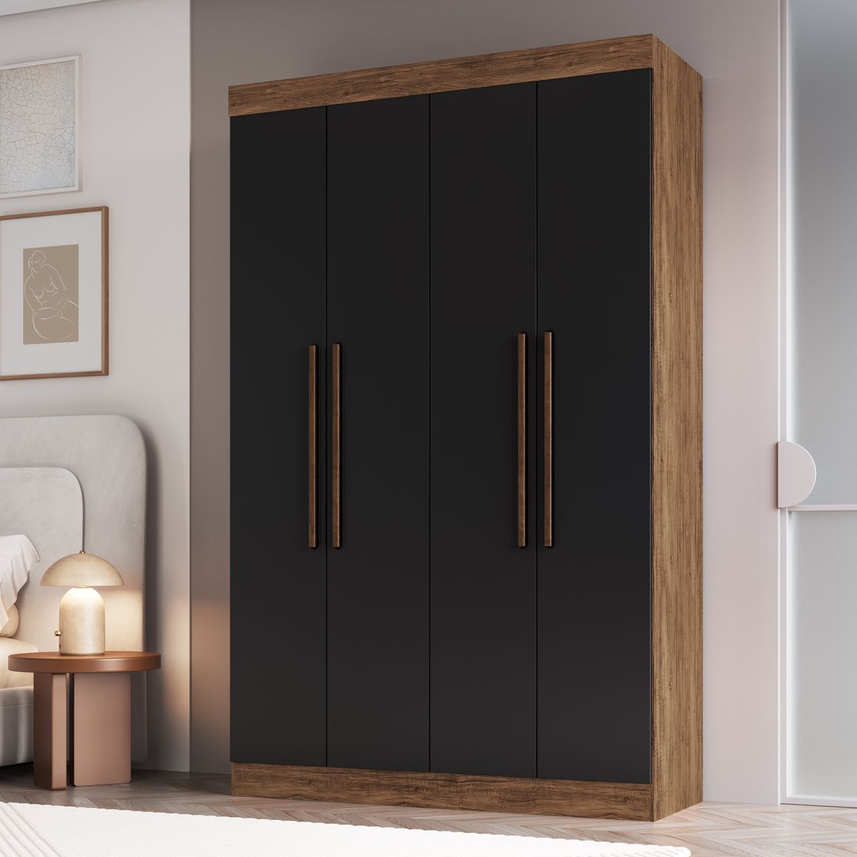 EXIT - Closet 4 Puerta(s) 2 Cajón(es) 6 Repisa(s) 136x217x47 cm Negro