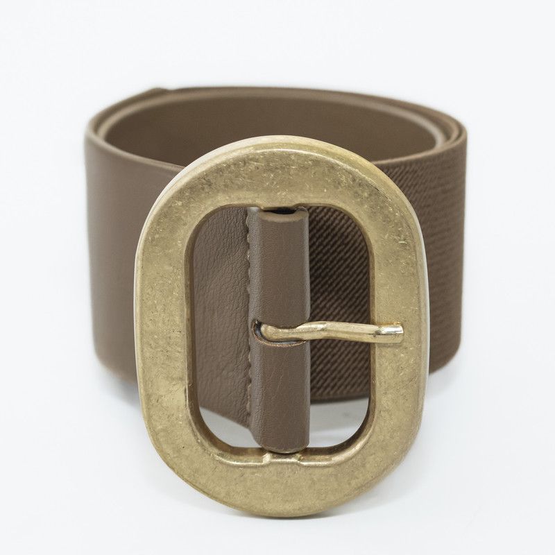 MAILEA - Cinturón Mujer Elástico con Hebilla Ovalada Color Taupe