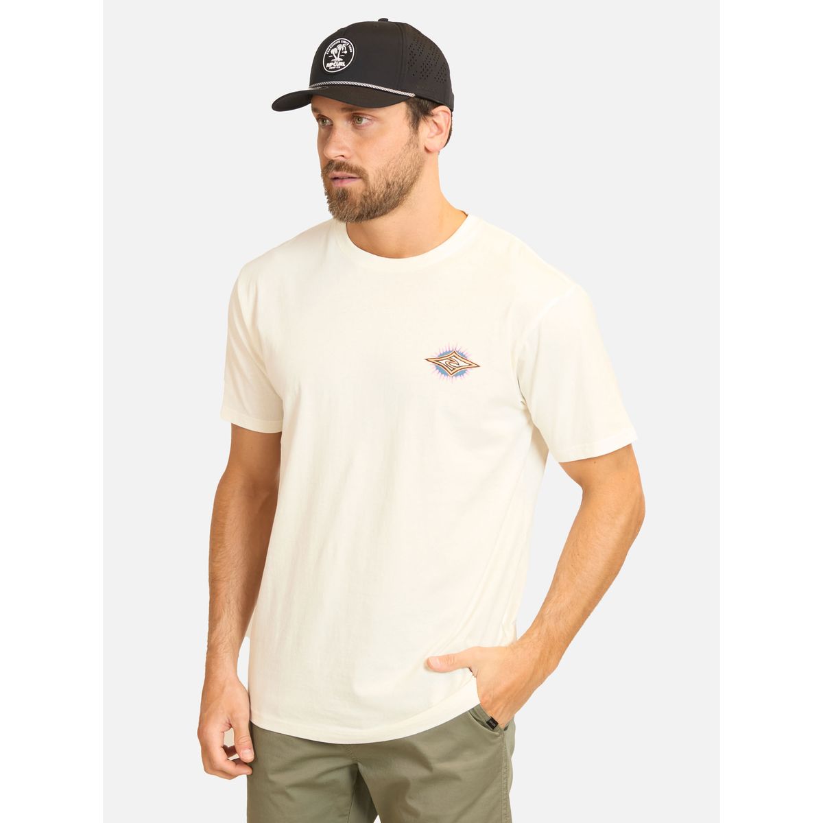 RIP CURL - Polera MC Raw Energy Line Up Blanco Hombre Rip Curl - Blanco