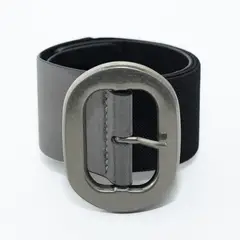 MAILEA - Cinturón Mujer Elástico con Hebilla Ovalada Color Plata