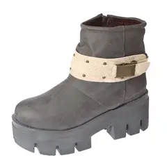 SOLLU - Botin Casual Para Mujer Color Taupe