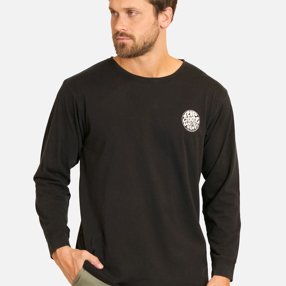 RIP CURL - Polera ML Wetsuit logo Negro Hombre Rip Curl - Negro