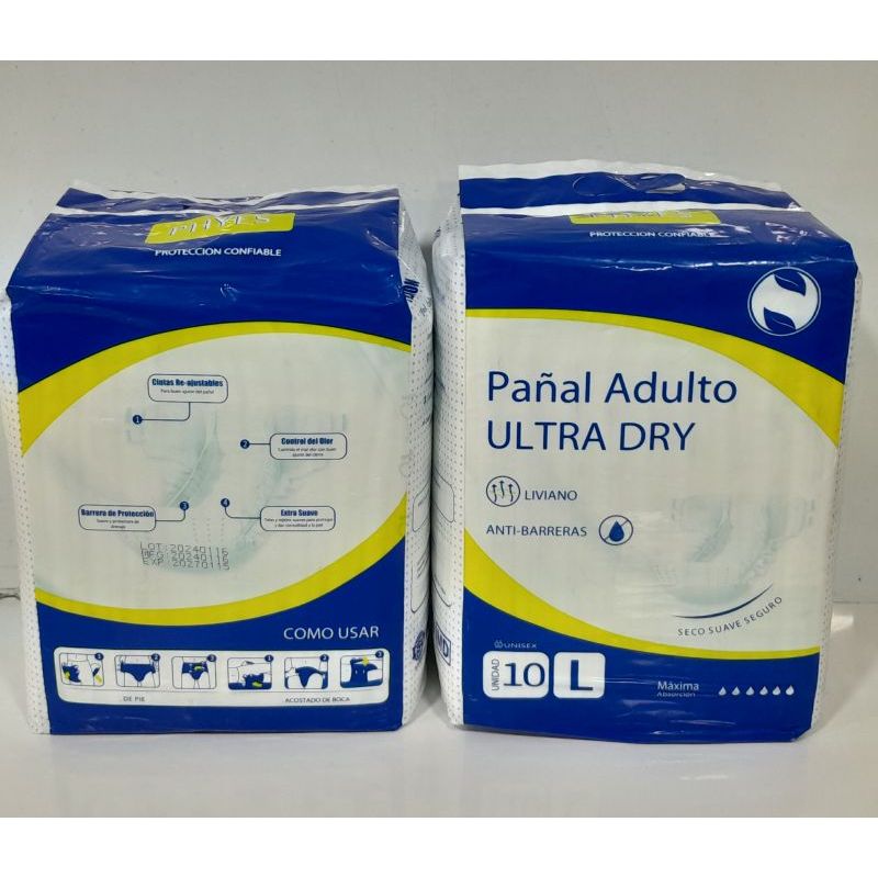 GENERICO - 100 PAÑALES ADULTO ULTRA SECO TALLA L MEJOR PRECIO