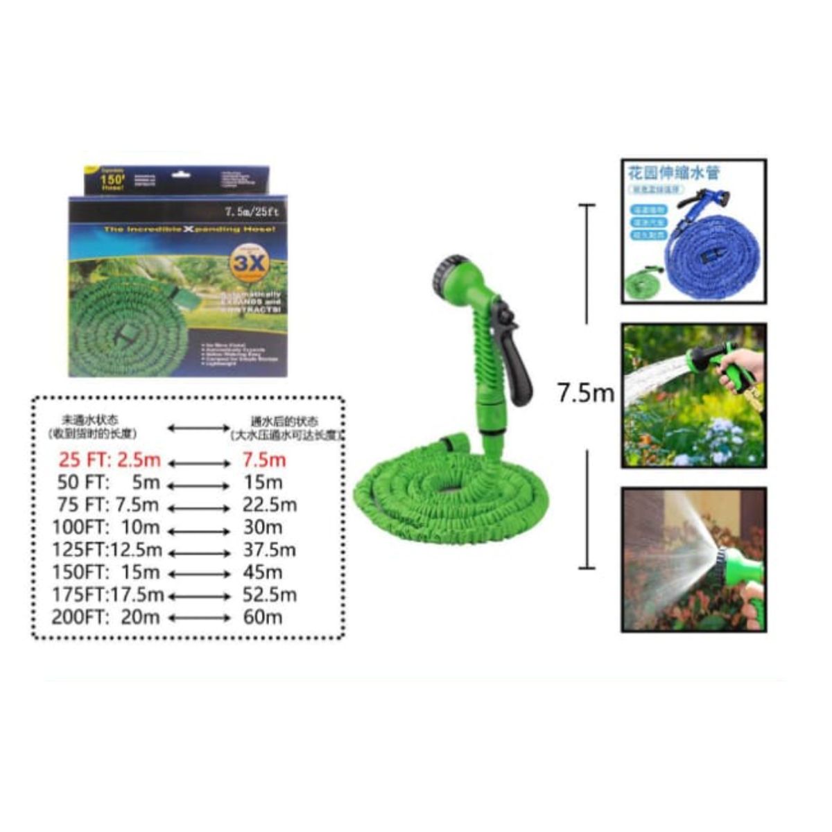 GENERICO - Manguera de Jardin Retráctil 25 Ft