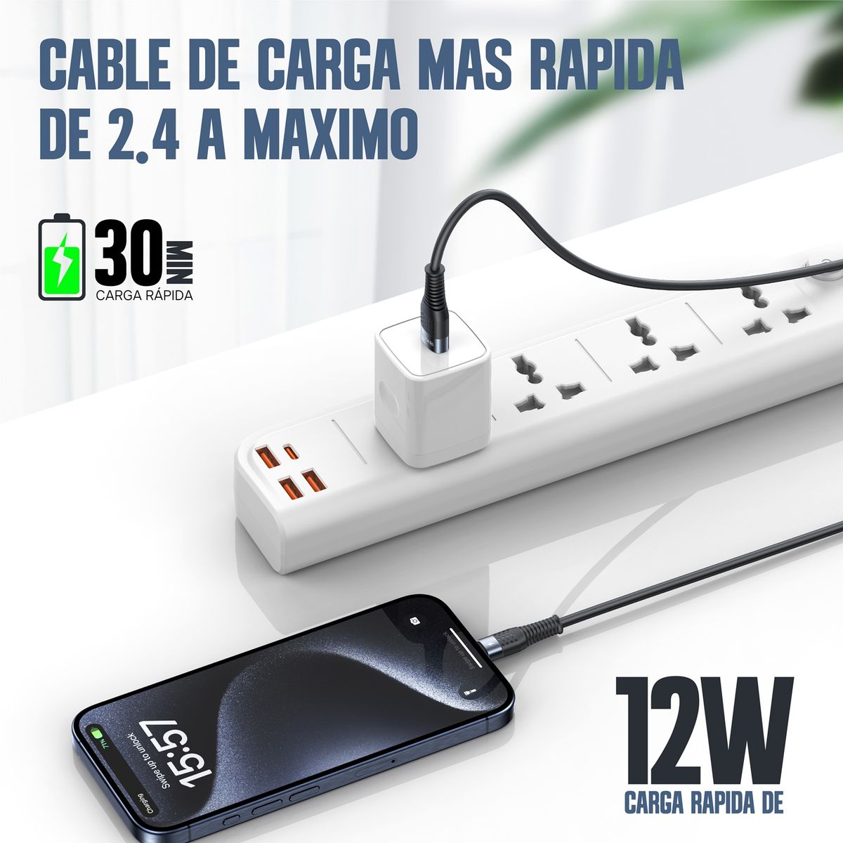 KBOD - Cable Para Carga y Datos Usb Tipo C Kbod Cbo67 1 Metro 12W Negro