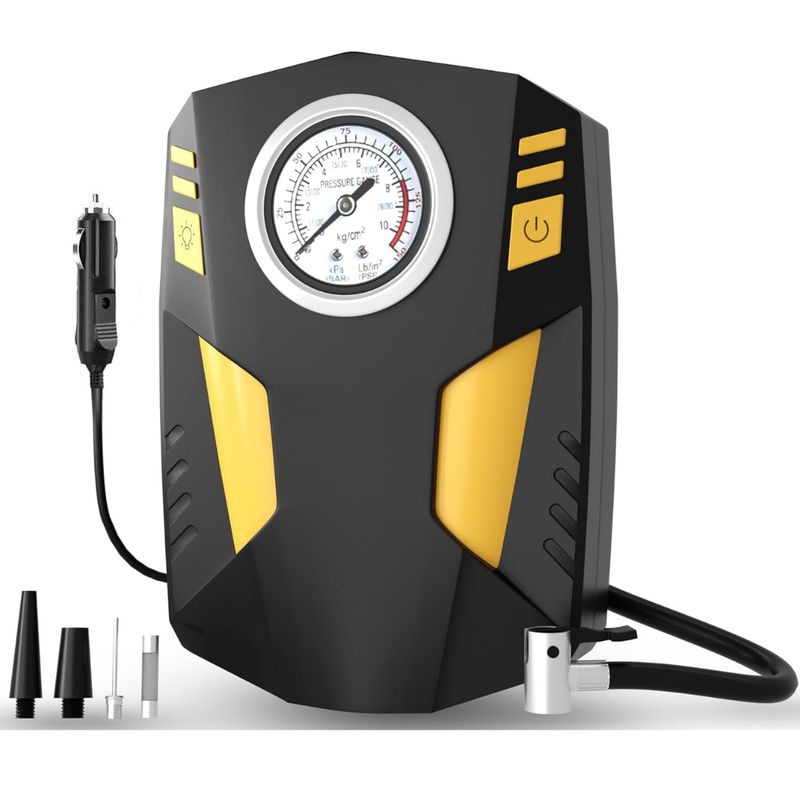 GENERICO - Compresor de Aire Portátil 12V Análogo con Luz LED