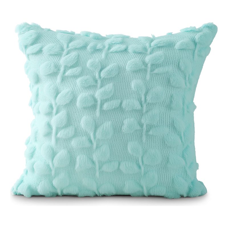 ARMONIA - Funda cojín floral turquesa esponjosa 45x45 suave 674