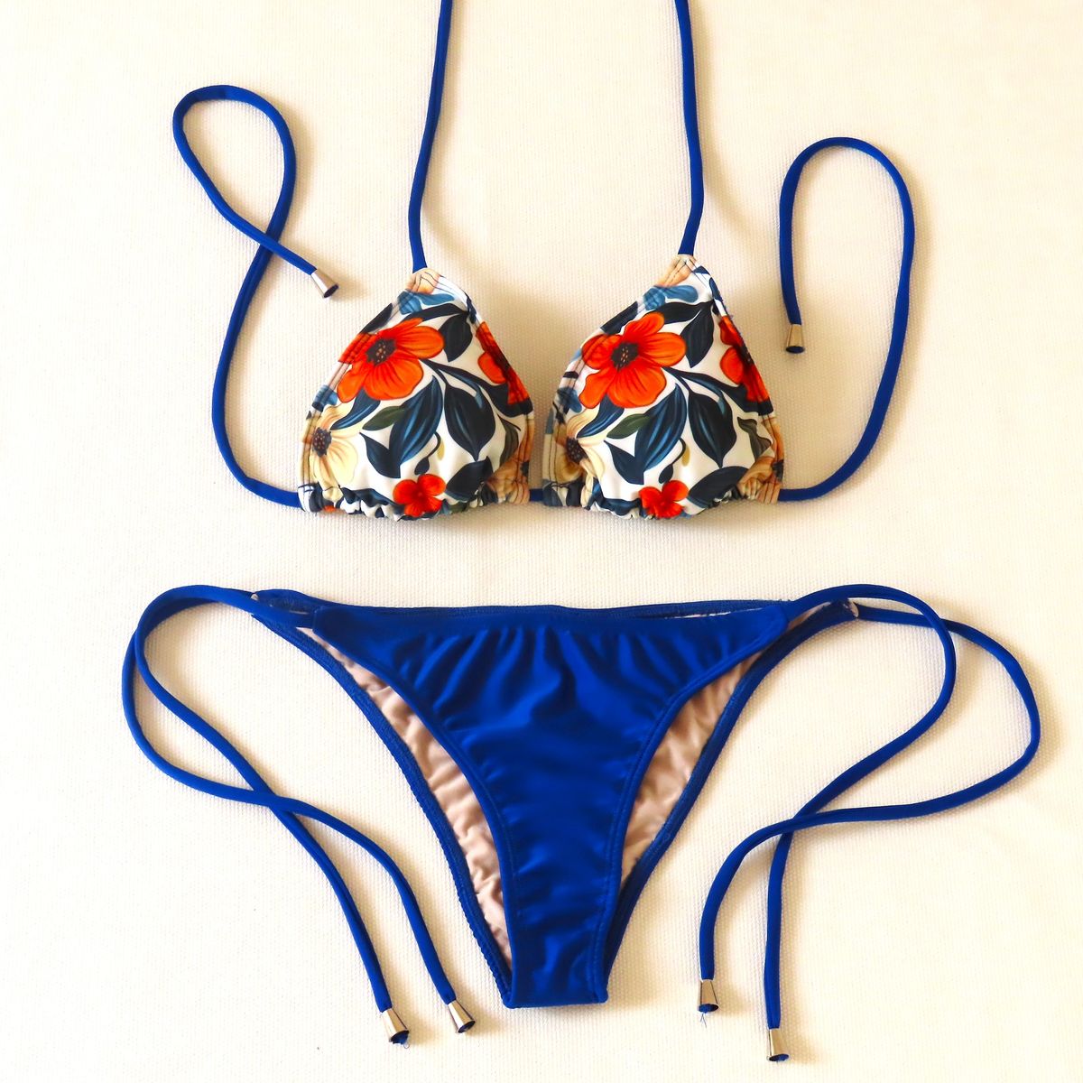 CREA PRINT - Traje de Baño Bikini  mod. CHOCOLATE Top Triángulo y Bottoms con tiras