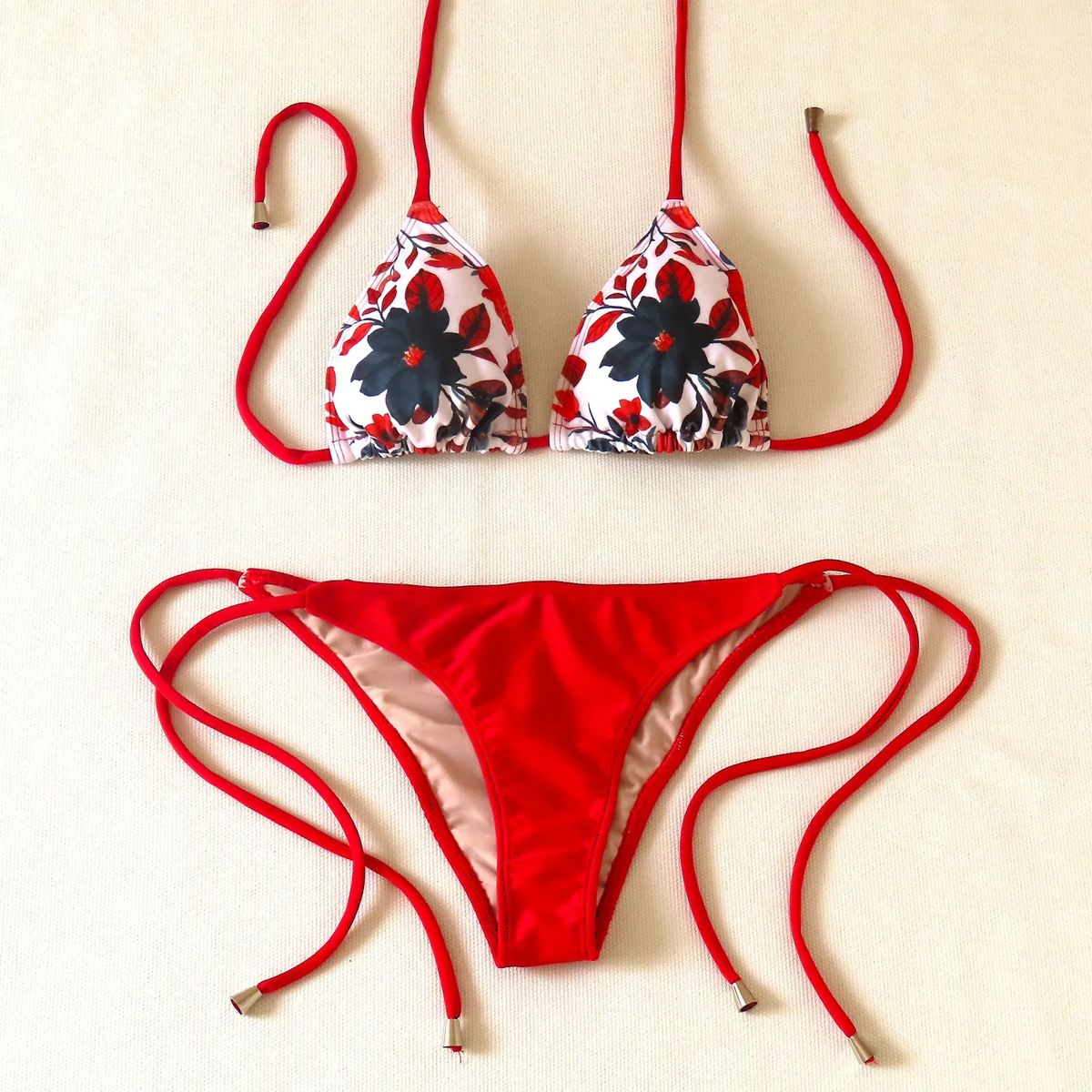 CREA PRINT - Traje de Baño Bikini  Mod. CHOCOLATE Top Triángulo y Bottoms con tiras