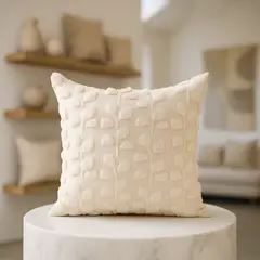 ARMONIA - Funda cojín esponjosa 45x45 beige floral sofá dormitorio 674