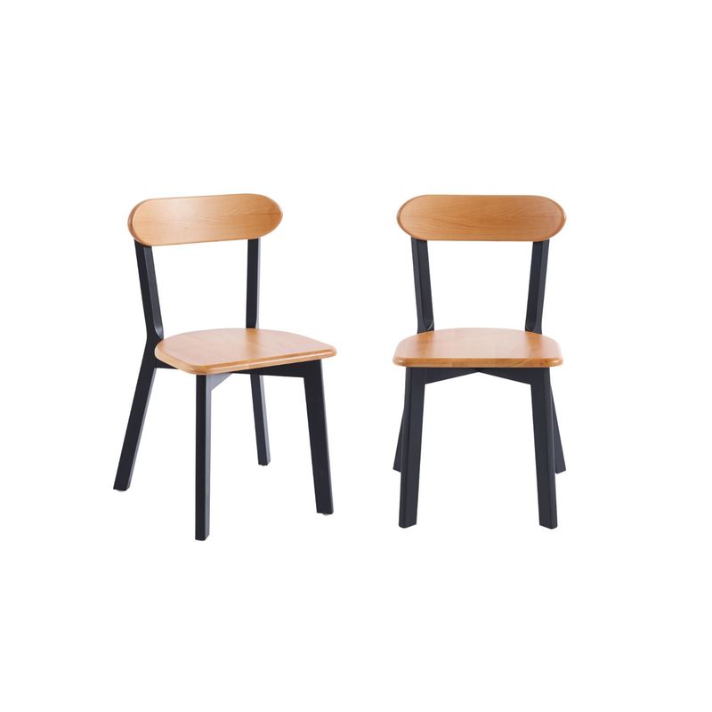 HABITA2 CHILE - Pack 2 Silla Fresno de Madera  - Natural y Negro