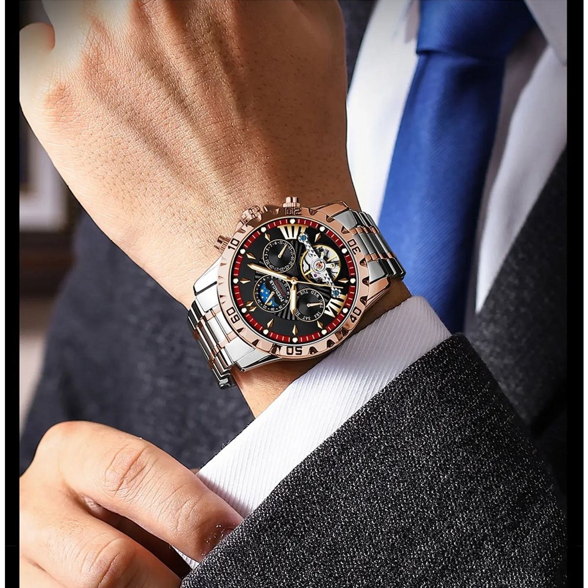 GENERICO - Reloj Mecánico Automático de Lujo para Hombre Resistencia al Agua 3ATM
