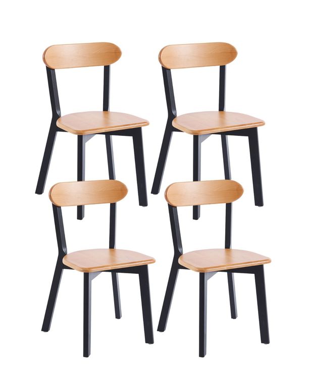 Pack 4 Silla Fresno de Madera - Natural y Negro