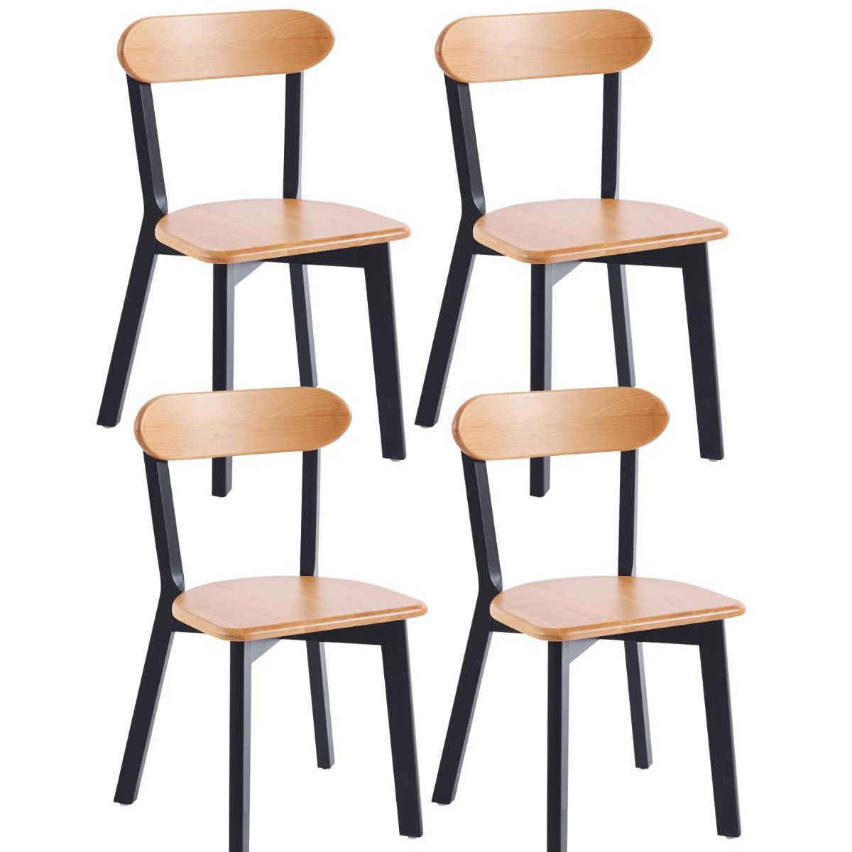 HABITA2 CHILE - Pack 4 Silla Fresno de Madera  - Natural y Negro