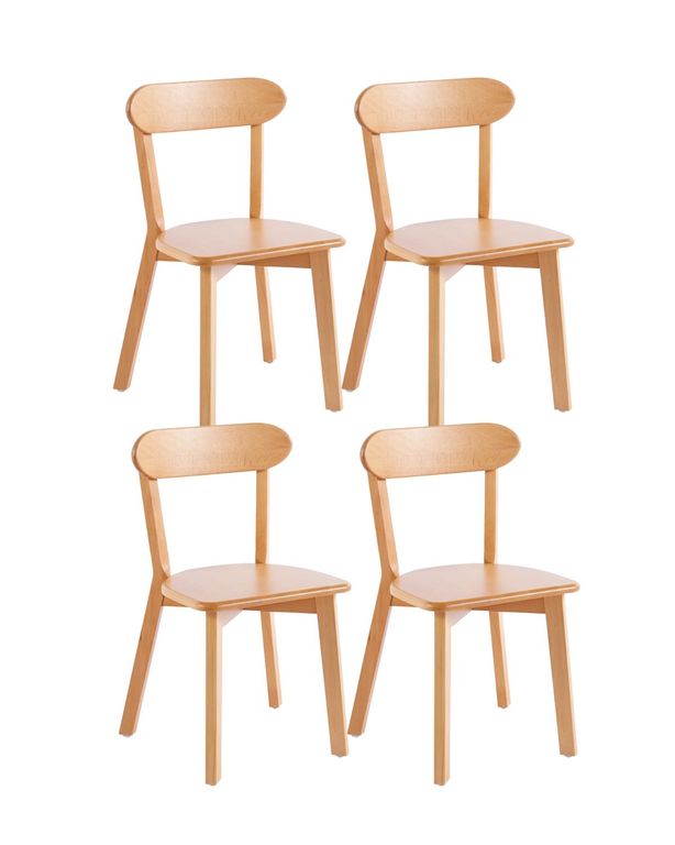 Pack 4 Silla Fresno de Madera - Natural