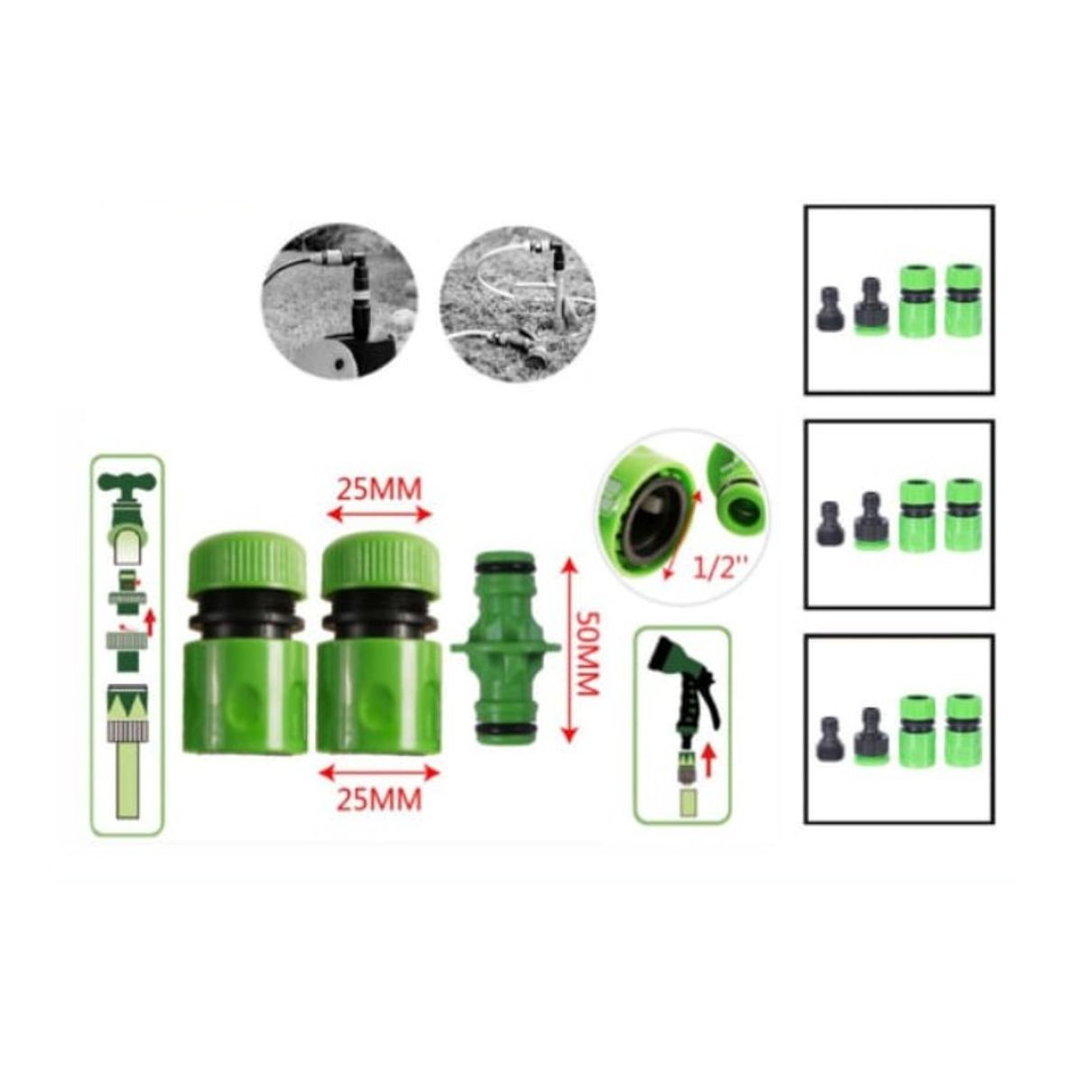 GENERICO - Conector Manguera 12 Para Jardin Mas Dos Eslabones