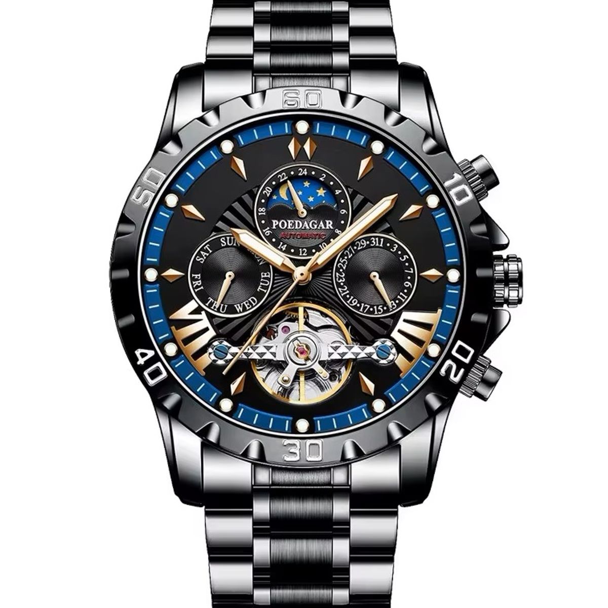 GENERICO - Reloj Automático Mecánico para Hombre Calendario Resistente al Agua