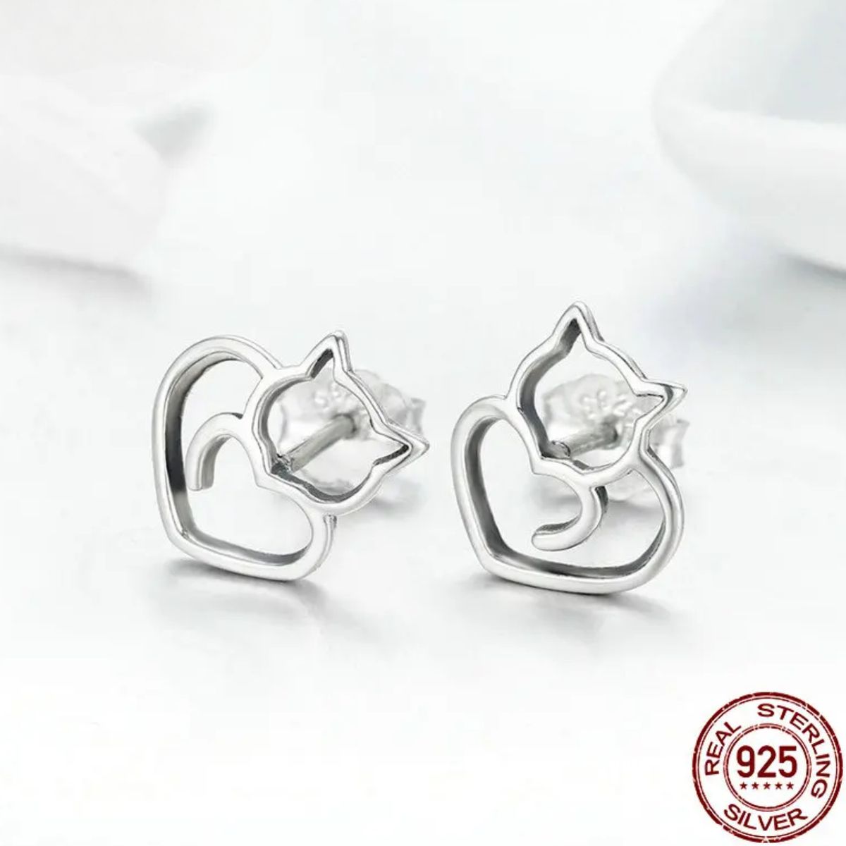 LK LUKSO - Aros de Plata 925 con Diseño de Gato