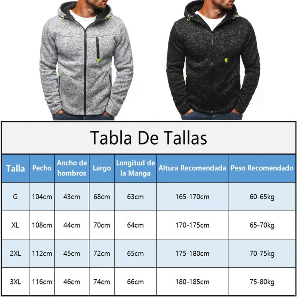 GIOIO - Sudadera Con Capucha Para Hombre Con Cierre Premium