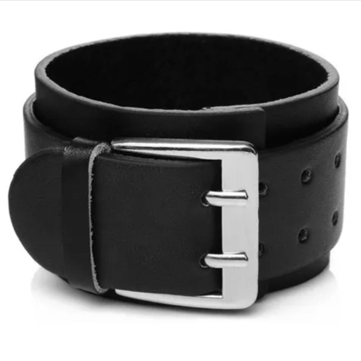 GENERICO - Pulsera De Cuero Negro Punk Rock Hombre Mujer Moda Royal Madriz